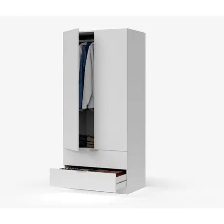 Buy Forfar Compact Space-Saving Wardrobe 2 Door & 2 Drawer White, 4 from Furnituretta