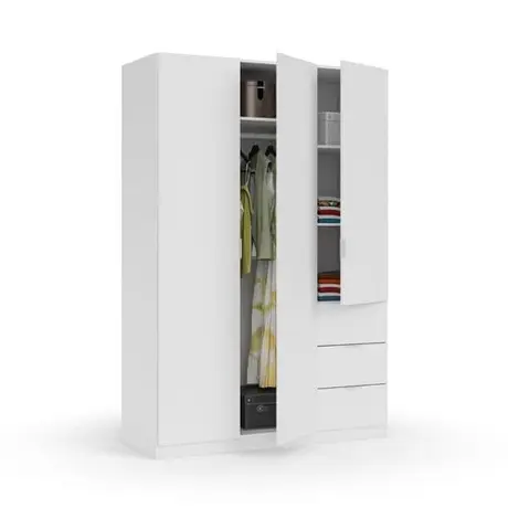 Buy Forfar Compact Wardrobe 3 Door & 3 Drawer White, Colour: White, 3 from Furnituretta