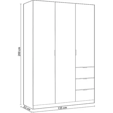 Buy Forfar Compact Wardrobe 3 Door & 3 Drawer White, Colour: White, 4 from Furnituretta