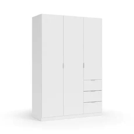 Buy Forfar Compact Wardrobe 3 Door & 3 Drawer White, Colour: White, 6 from Furnituretta