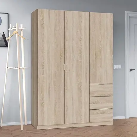 Buy Forfar Compact Wardrobe 3 Door & 3 Drawer Oak Effect, Colour: Oak from Furnituretta