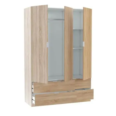 Buy Forfar Compact Wardrobe 3 Door & 4 Drawer 135cm Oak Effect, 5 from Furnituretta