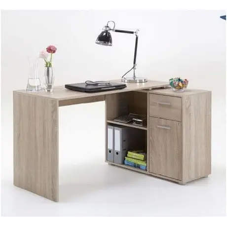 Buy Stirling Corner Flexi Computer Desk – Oak Effect with Drawer & Cupboard, Colour: Oak from Furnituretta