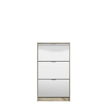 Buy Bangor Mirrored and Oak Effect 3 Drawer Shoe Cabinet with 3 Revolving Drawers, 2 from Furnituretta