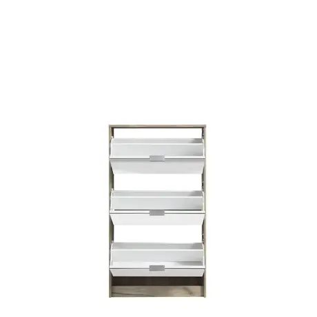 Buy Bangor Mirrored and Oak Effect 3 Drawer Shoe Cabinet with 3 Revolving Drawers, 3 from Furnituretta