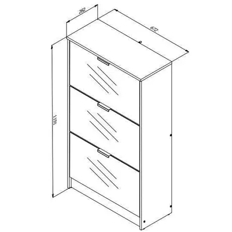 Buy Bangor Mirrored and Oak Effect 3 Drawer Shoe Cabinet with 3 Revolving Drawers, 4 from Furnituretta