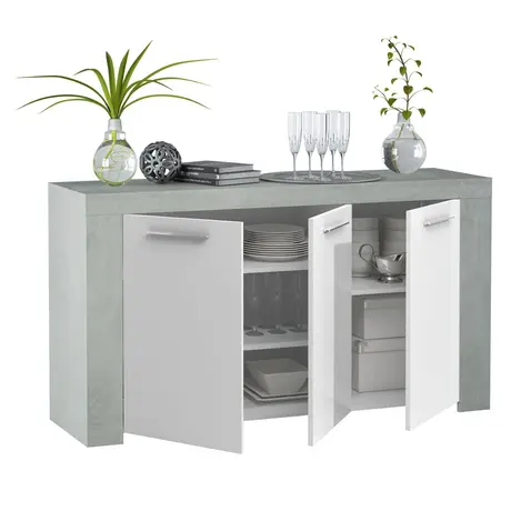 Buy Ramsey White and Grey Sideboard Cabinet – Alpine White & Concrete Grey Finish from Furnituretta