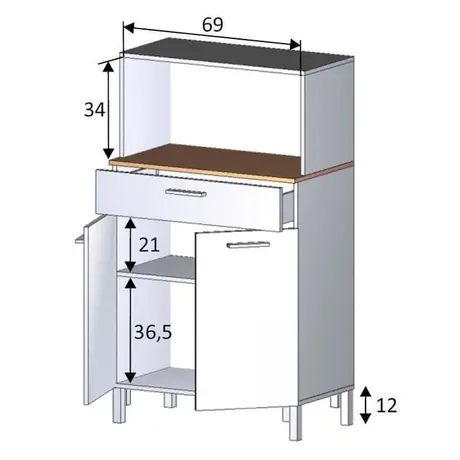 Buy Dunoon 2 Door Utility Kitchen Cupboard White and Oak, 3 from Furnituretta