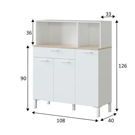 Buy Dunoon 3 Door Utility Kitchen Cupboard White and Oak, 3 from Furnituretta