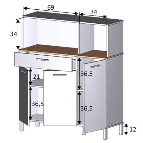 Buy Dunoon 3 Door Utility Kitchen Cupboard White and Oak, 4 from Furnituretta
