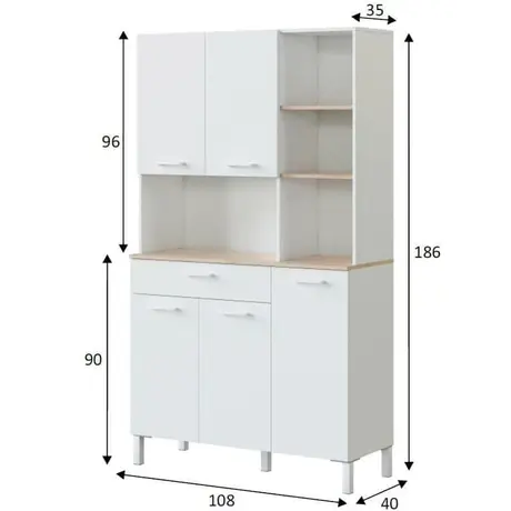 Buy Dunoon 5 Door Utility Kitchen Cupboard White and Oak, 2 from Furnituretta