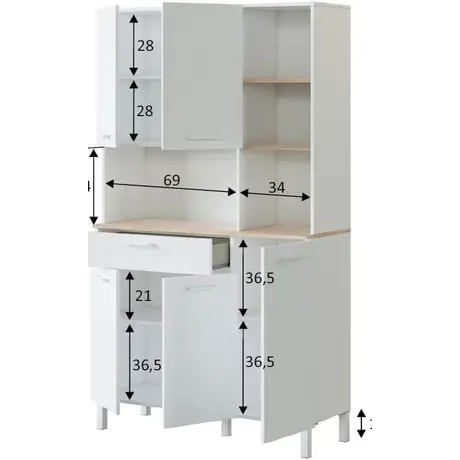 Buy Dunoon 5 Door Utility Kitchen Cupboard White and Oak, 3 from Furnituretta