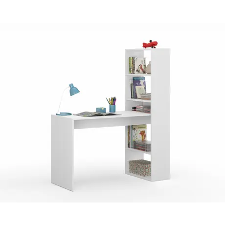 Buy Darley Double Computer Desk with Bookcase – Matt Alpine White Compact Design, 2 from Furnituretta