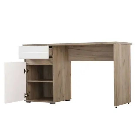Buy Gretna Computer Desk – Oak Effect with White Gloss, Drawer & Cupboard, 2 from Furnituretta