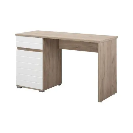 Buy Gretna Computer Desk – Oak Effect with White Gloss, Drawer & Cupboard, 3 from Furnituretta