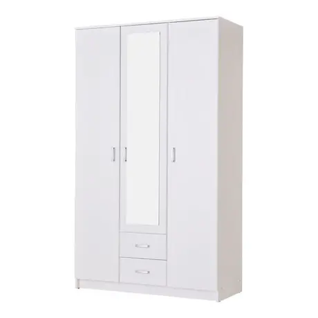 Buy Alness 3 Door 2 Drawer Mirrored Wardrobe – White Finish from Furnituretta