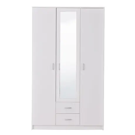 Buy Alness 3 Door 2 Drawer Mirrored Wardrobe – White Finish, 4 from Furnituretta