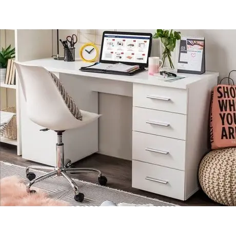 Buy Forres Home Office Computer Desk with Storage Drawers and Cupboard Matt White, Colour: White from Furnituretta