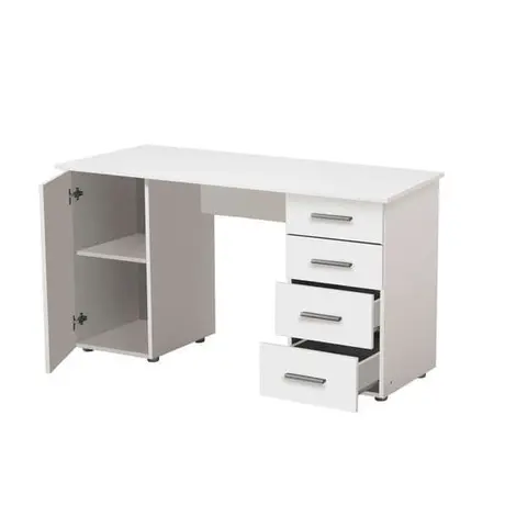 Buy Forres Home Office Computer Desk with Storage Drawers and Cupboard Matt White, Colour: White, 4 from Furnituretta