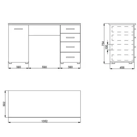 Buy Forres Home Office Computer Desk with Storage Drawers and Cupboard Matt White, Colour: White, 5 from Furnituretta