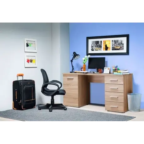 Buy Forres Home Office Computer Desk with Storage Drawers and Cupboard Oak Effect, Colour: Oak from Furnituretta
