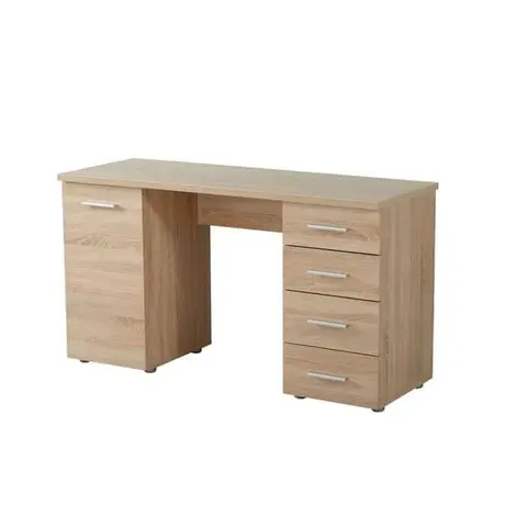 Buy Forres Home Office Computer Desk with Storage Drawers and Cupboard Oak Effect, Colour: Oak, 3 from Furnituretta