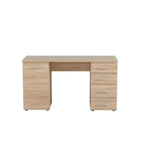 Buy Forres Home Office Computer Desk with Storage Drawers and Cupboard Oak Effect, Colour: Oak, 5 from Furnituretta