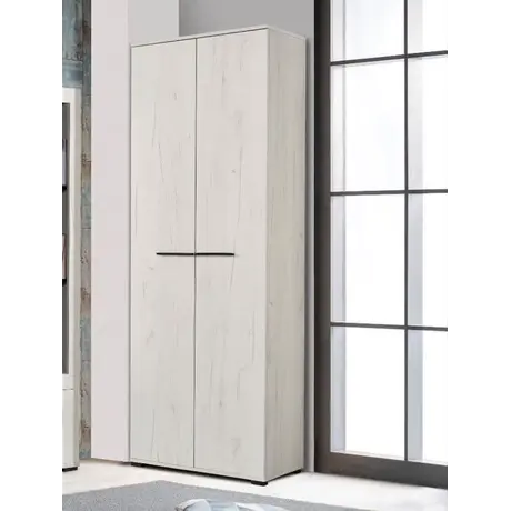 Buy Duns Slim Narrow Compact Wardrobe in Modern White Oak from Furnituretta