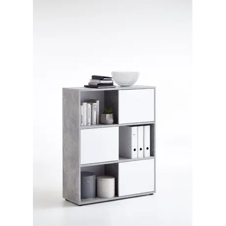 Buy Wigan Short Home Office Bookcase Concrete Grey and White from Furnituretta