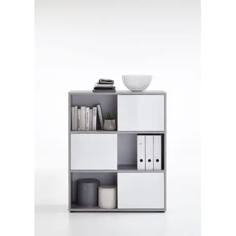 Buy Wigan Short Home Office Bookcase Concrete Grey and White, 2 from Furnituretta