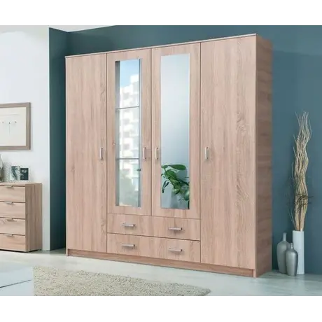 Buy Melrose Wardrobe 4 Door and 2 Drawer Sonoma Oak Effect from Furnituretta