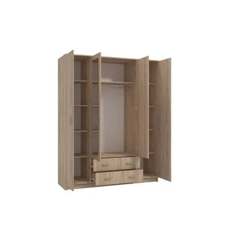Buy Melrose Wardrobe 4 Door and 2 Drawer Sonoma Oak Effect, 4 from Furnituretta