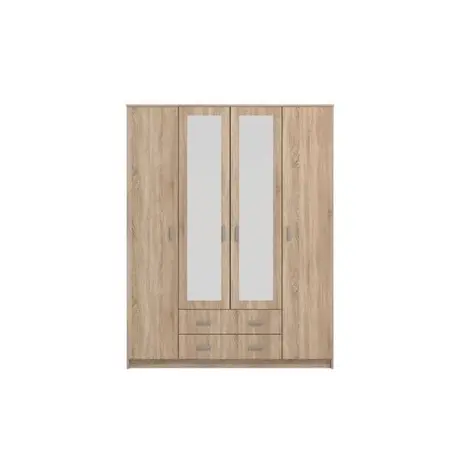 Buy Melrose Wardrobe 4 Door and 2 Drawer Sonoma Oak Effect, 2 from Furnituretta