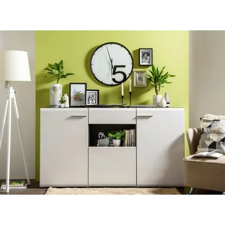 Buy Talbot Large Tall Wide Sideboard Cabinet Storage Unit in White Gloss and Black, 5 from Furnituretta