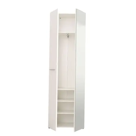 Buy Lanark Mirrored Narrow Wardrobe in Gloss White, 3 from Furnituretta