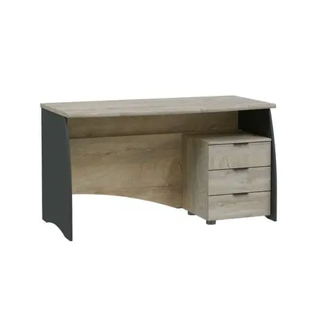 Buy Conwy Large Computer Desk with Drawers Oak and Grey, 2 from Furnituretta