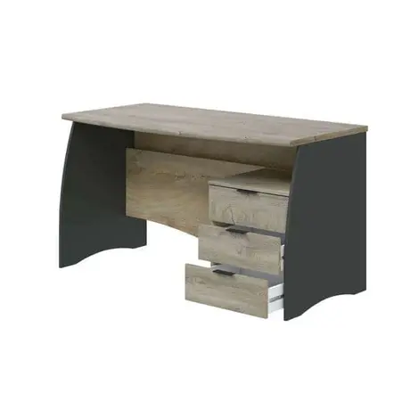 Buy Conwy Large Computer Desk with Drawers Oak and Grey, 3 from Furnituretta