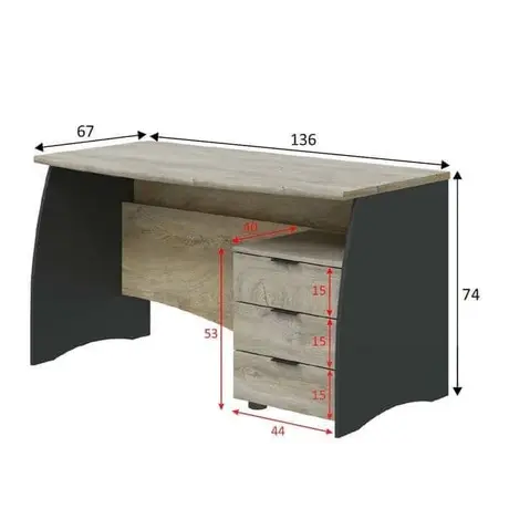 Buy Conwy Large Computer Desk with Drawers Oak and Grey, 4 from Furnituretta