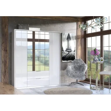 Buy Bala 4 Door 2 Drawer Mirrored Wardrobe White High Gloss from Furnituretta