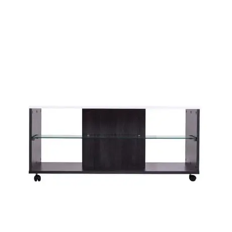 Buy Talbot Coffee Table in Black with Gloss White Top and Glass Shelf, 3 from Furnituretta
