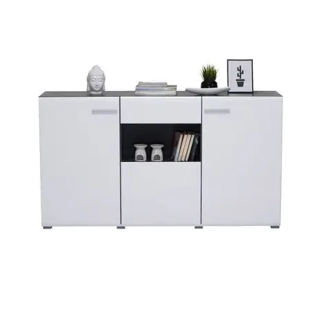 Buy Talbot Large Tall Wide Sideboard Cabinet Storage Unit in White Gloss and Black, 2 from Furnituretta