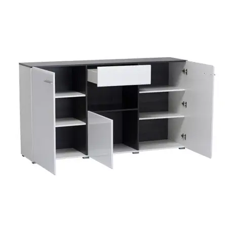 Buy Talbot Large Tall Wide Sideboard Cabinet Storage Unit in White Gloss and Black, 4 from Furnituretta