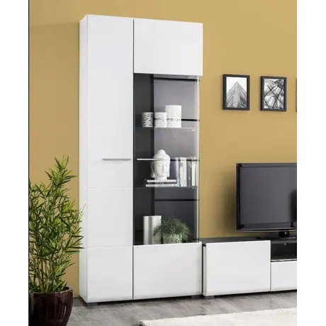 Buy Talbot Modern Tall Wide 2 Door Showcase Display Cabinet in White Gloss from Furnituretta