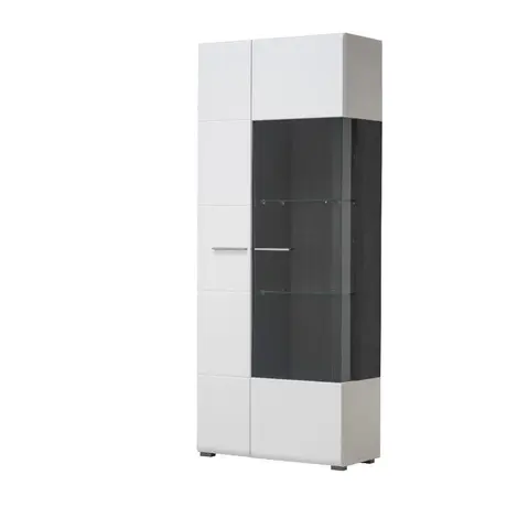 Buy Talbot Modern Tall Wide 2 Door Showcase Display Cabinet in White Gloss, 3 from Furnituretta