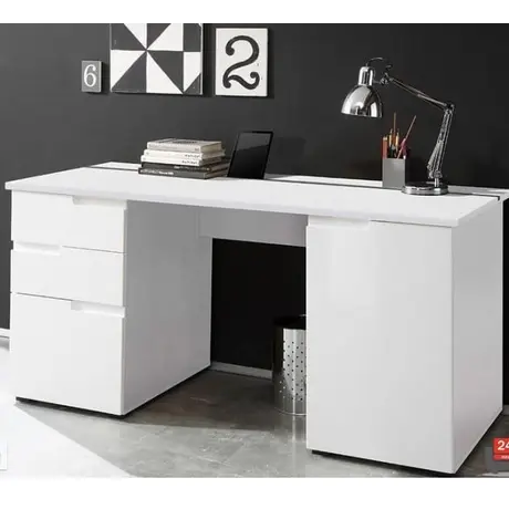 Buy Malton Large Computer Desk with 2 Drawers and 2 Cupboards White Gloss, 2 from Furnituretta