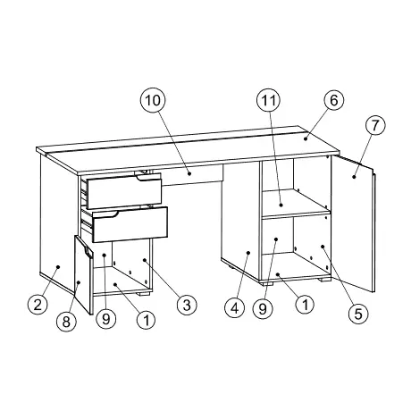 Buy Malton Large Computer Desk with 2 Drawers and 2 Cupboards White Gloss, 3 from Furnituretta