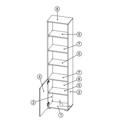 Buy Malton Tall Narrow Bookcase – Matt White Finish with White Gloss Door, 2 from Furnituretta