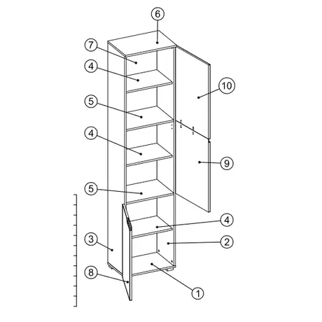 Buy Malton Tall Narrow Bookcase – Matt White Finish with 3 White Gloss Doors, 3 from Furnituretta