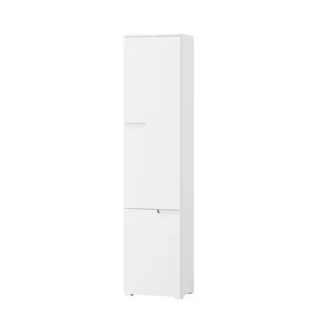 Buy Malton Tall Narrow Bookcase – Matt White Finish with 3 White Gloss Doors from Furnituretta