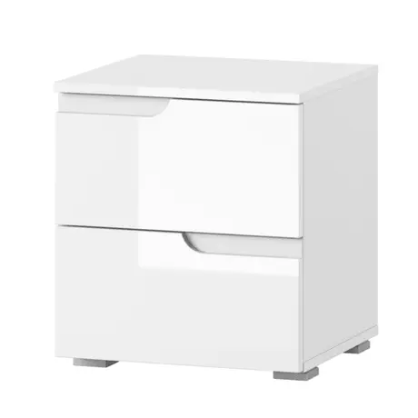 Buy Malton 2 Drawer Bedside Table – White Gloss Fronts with Matt White Frame from Furnituretta